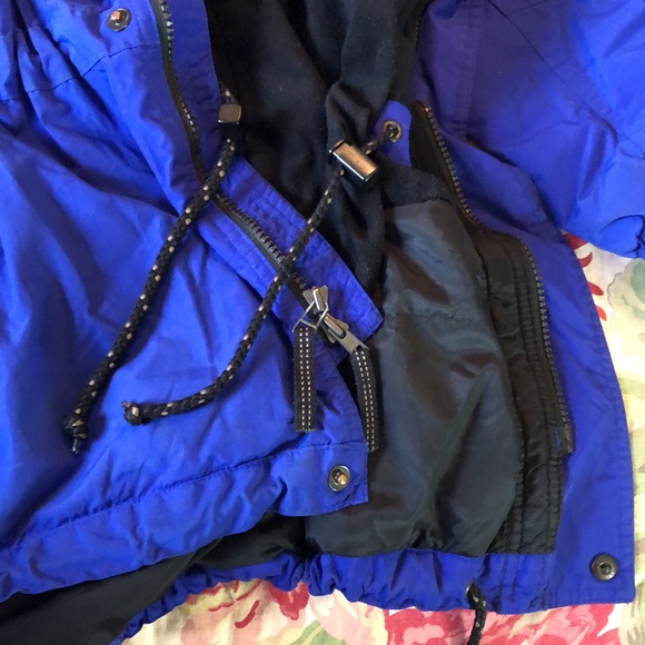 VTG 90s OBERMEYER sz Large SkiWear Snow Hooded Parkas Vivid Blue Fleece Classic - Picture 11 of 16